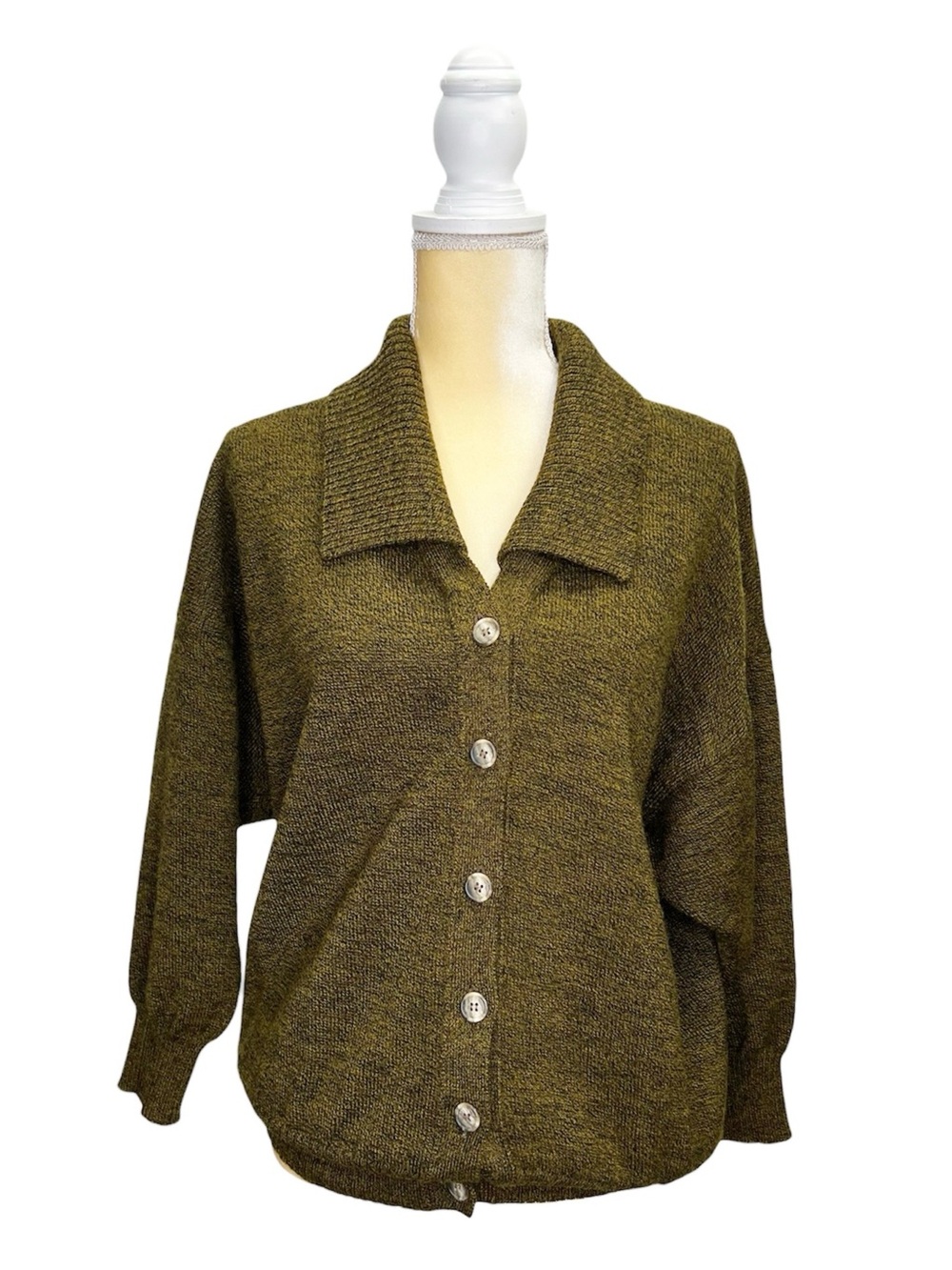 Vintage 1980s United Colors Of Benetton Olive Green Cardigan Size *Small* *Wool*